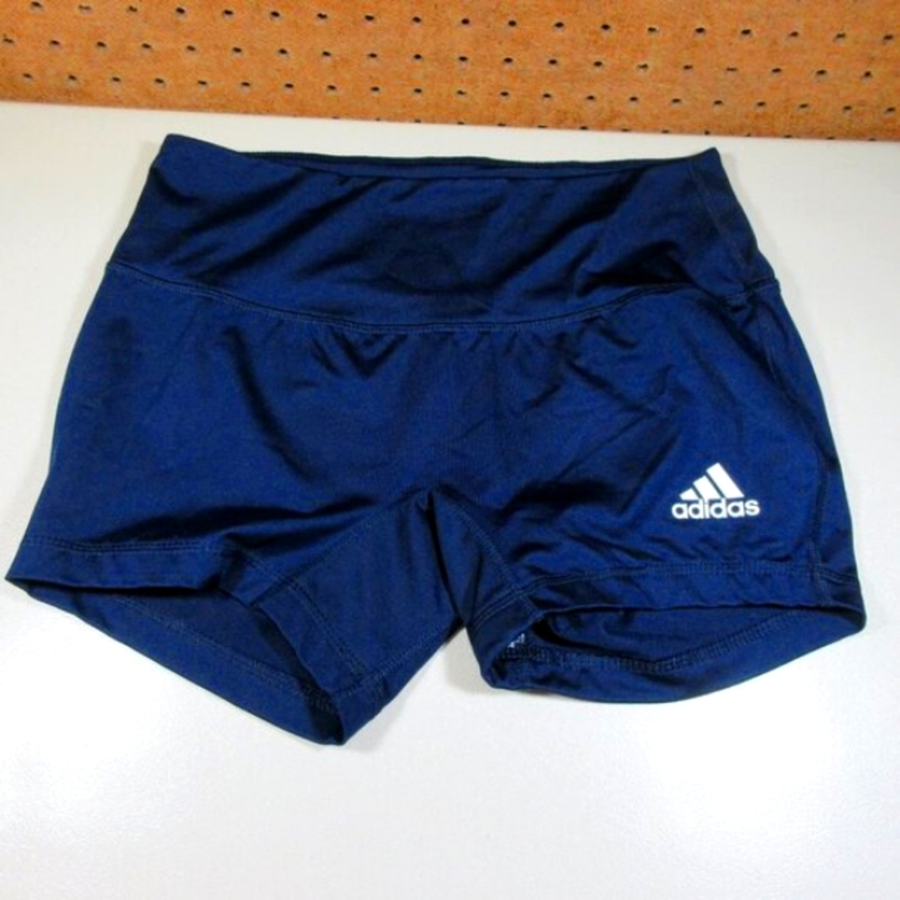 adidas womens solid navy booty gym shorts M EUC